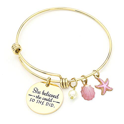 Preisvergleich Produktbild ETHOON Bettelarmband erweiterbar vergoldet Draht Armreifen Armbänder für Frauen Mädchen Freunde, sie glaubte, sie könnte so tun, Armband