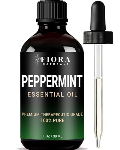 Image of Peppermint Essential Oil by Fiora Naturals - 100% Pure Peppermint Oil for Hair Growth, Skin and Scalp Acne, Diffuser, DIY soap, and Candle Making. Pure Mentha Piperita Oil