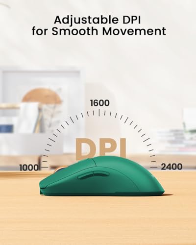 Image of ProtoArc EM15 USB C Mouse, Tri-Mode Bluetooth Mice for Laptop, Green | 68g Ultra-Light, Full-Size Ergonomic Design, Silent Clicks, Rechargeable, Dual Receivers (Type-C & USB-A), for Windows, Mac
