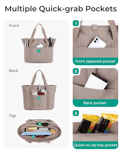 Image of BAGSMART Tote Bag for Women, Foldable Tote Bag With Zipper Travel Shoulder Bag Handbag for Work