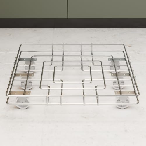 Image of LAPO Wheat Storage Container with Wheels for Kitchen, Large Grain Container Stand for Yearly Wheat Storage, Heavy Duty-Free Standing Storage Trolley, Easy to Move Stand-Chrome Finish