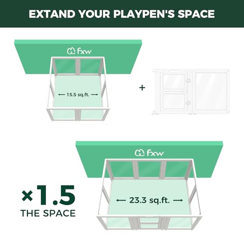 Image of FXW AuraSpace Acrylic Indoor Whelping Box Add-On Panel Set, 24 Inch, 2 Panels, Includes 1 Split Gate + 1 Panel Only, for Newborn Puppies, White