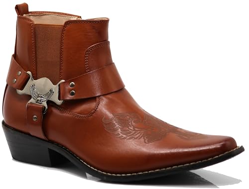 Enzo Romeo WT10 Men's Western Cowboy Motorcycle Ankle Boots