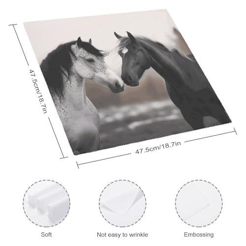 Servilletas de Tela Caballos Blancos y Negros Cuadradas 18.7 in miniatura 2