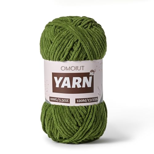 Image of Plush Chenille Chunky Crochet Yarn - Baby Yarn for Crocheting Soft - Velvet Yarns Knitting for Blankets Crafts - Fluffy Amigurumi Yarns 100g / 131yd (Pine Green)