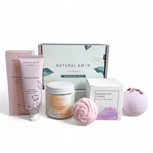 Natural-Amor-Relaxation-Spa-Gifts-for-Women4pcs-Gift-Box-Including-Candle-Hand-cream-Bath-Bomb