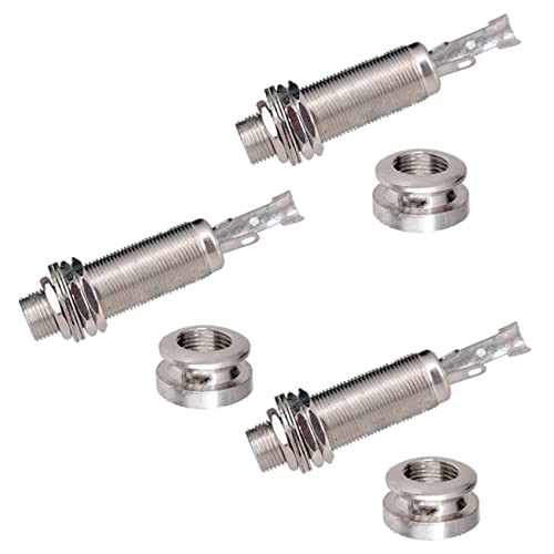 Bloepum A1347 3 Piece Guitar Bass End Pin Output Jack 1/4 Inch Mono or Stereo Applications Silver