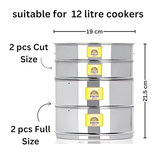 Image of Rakesh Gold Stainless Steel Container /Cooker Separator | Stackable Food Grade, Rust-Free, Easy to Clean (Cooker Containers, Suitable for 12 Litre Cooker)