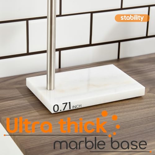 AONEON Standing Towel Rack Brushed Nickel 1-Tier Towel Bar for Bathroom Vanity Countertop with Heavy Marble Base Thicken Steady, Stainless Steel AN7002BR by AONEON - Used condition - Image 5
