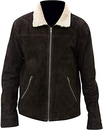 Men's Andrew Lincoln Walking Rick Grimes Murder Dead Suede Leather Motorcycle Biker Jacket with Fur Collar