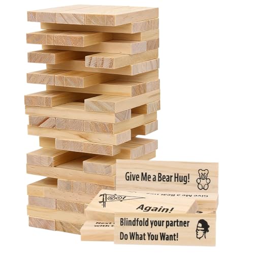 Adult Stacking Tower Game 48 Pcs Wooden Blocks for Couples Date Night Party