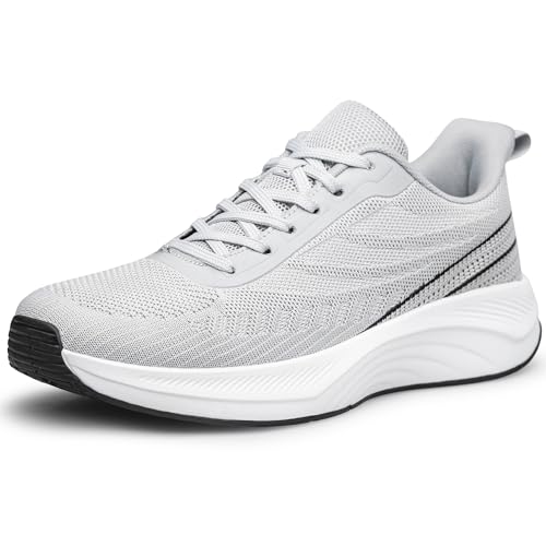 YHOON Womens Walking Running Shoes Breathable Athletic Work Gym Tennis Trail Running Clifton Energycloud Light Grey Size 8