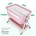 Cowiewie Bassinet Bedside Sleeper, Baby Bassinet with 7 Adjustable Height, Bedside Bassinets for Baby with Breathable Mesh Sides & Mattress, XL Storage, Easy Folding Crib (Pink and White)