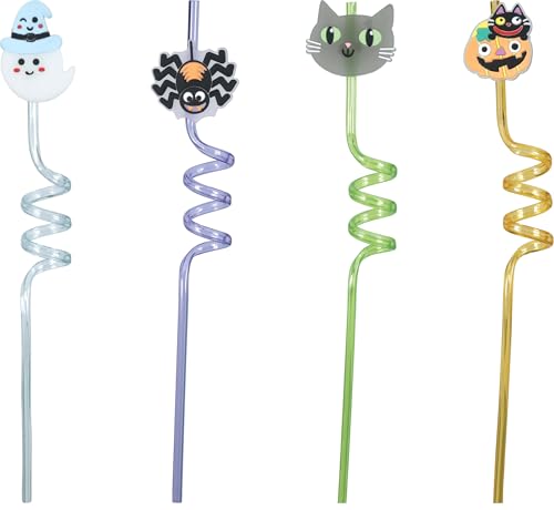 FIESTAS GUIRCA | Pajitas Reutilizables Halloween (27 cm) - Decoración de Mesa para Fiestas y Celebraciones Temáticas - Ideal para Eventos de Terror y Diversión - Multicolor