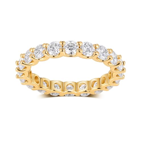 Sterling Silver Full Eternity Moissanite Ring for Women Gold Stackable Small Cute Ring Size 5