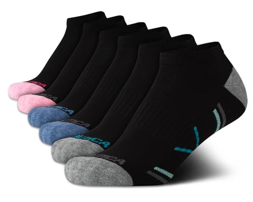 Image of Nautica Womens No Show Socks Moisture Wicking Athletic Low Cut Socks 6 Pack | Moisture Wicking Dri-Motion Fabric, Cushioned Key Areas, Banded Arch Support, No Show Low Cut, Shoe Size 4-10