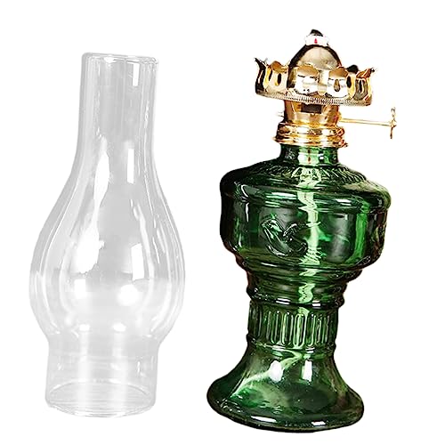 HEALLILY Lámpara de Queroseno Vintage Pequeña Lámpara de Aceite Retro con Pantalla de Vidrio Transparente para Decoración de Camping y Salón y Dormitorio Fácil de Limpiar