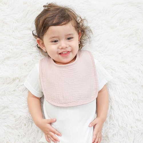 Image of Susurration Muslin Baby Drool Bibs 6Pack Soft Square Adjustable Baby Bandana Bibs for Unisex Girls & Boys