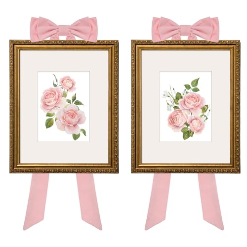 SmoothNovelty 2 Pcs Big Pink Bow Wall Decor for Picture Frame,25.59 Inch Large Coquette Bow Nursery Decor for Home Decoration Wedding Gift Ideas