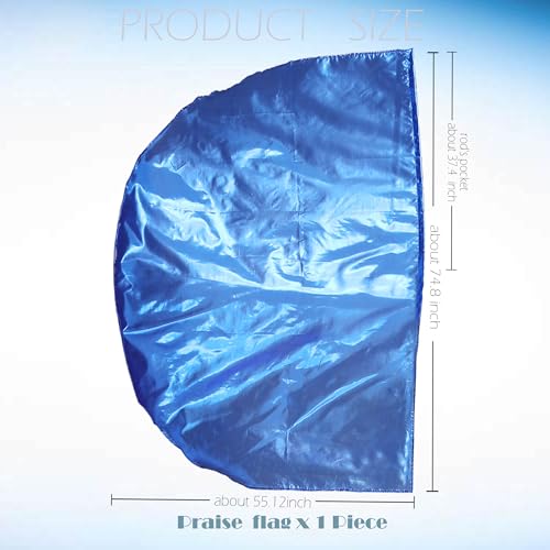 Wuchieal 1 Piece 74‘’ semicircle Worship Angel Wing Flags, semicircle Banner Metallic Praise Flag with Scalable Rod (Navy blue)