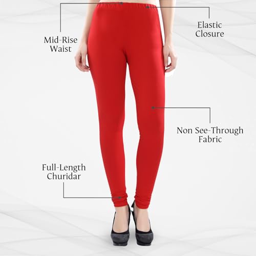 Image of TRASA Ultra Soft Cotton 4 Way Stretchable Churidar Solid Regular and Plus 20 Colours Leggings for Womens and Girls -Sizes :-M, L, XL, 2XL, 3XL, 4XL, 5XL, 6XL