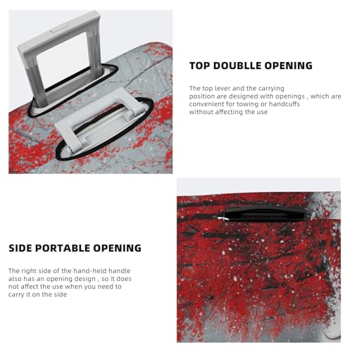 Snowy Railway Track Red Tree Woods Elastic Travel Luggage Covers Dustproof Scratch-Resistant Suitcase Protector Fit 22-24 Inch3