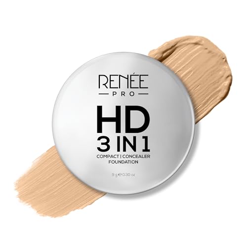 Image of RENEE PRO HD 3 In 1 Compact,Concealer, Foundation - Ivorie, SPF 20, Matte Finish, High Coverage, Ultralight & Silky Smooth Finish, Enriched With Vitamin E, C & Aloe Vera - 9 Gm