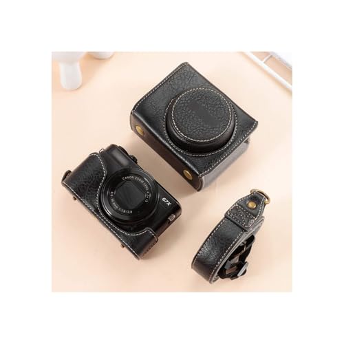 �Ή�/�݊������� PowerShot G7 X Mark III / G7 X II �J�����P�[�X PU���U�[ �V�����_�[�X�g���b�v�t�� �ϏՌ� �h�o �L�Y�h�~ �y��(�u���b�N)