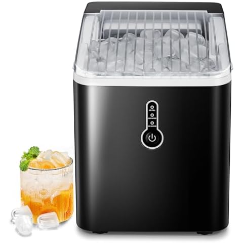 ZAFRO Ice Makers Countertop, 9 Cubes Ready in 6 Mins, Portable Ice Machine with Ice Scoop/Basket for Home Kitchen Office Bar Party, Black Cover