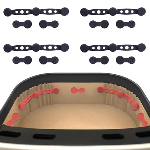Air Fryer Magnet Silicone Buckle, Air Fryer Magnet Silicone Buckle Set for Prevents Paper From Covering Food & Touching Heating Element, Secure Cooking-3/4 Mix Set, Prevent Paper To Burn (BLACK,4 PCS)