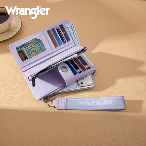 Image of Montana West X Wrangler Wristlet Wallet for Women Daisy Floral Wallet Large Capacity Clutch Wallets with Smooth Zipper and ID Window