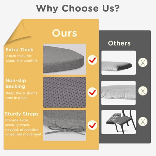 MineCozy Windsor Chair Cushions for Dining Chairs 1 Pack Non Slip Kitchen Seat Cushion with Ties and Washable Covers Indoor Comfortable Seat Pad with Thick Foam 16.5" x 15.5" x 2" Light Grey - Cosy Home Interiors MineCozy Windsor Chair Cushions for Dining Chairs 1 Pack Non Slip Kitchen Seat Cushion with Ties and Washable Covers Indoor Comfortable Seat Pad with Thick Foam 16.5" x 15.5" x 2" Light Grey - Image 5