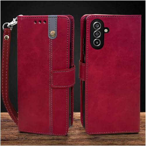 Image of Excelsior Flip Cover for Samsung Galaxy A17, F17 | Premium PU Leather | Full Protection (Red)