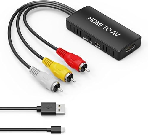 Kicucn HDMI to RCA変換ケーブル HDMI to AVコンバータデジタル 3RCA/AV 変換ケーブル TV/HDTV/B-0-X/PC/DVD/Blu-ray Player/PAL/NTSCテレビ - H DMI AVコンバータ HDM