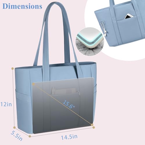 Image of CTWWFS Large Tote Bag for Women with Zipper, Nylon Lightweight Work Tote with 15.6 inch Laptop Sleeve, Nurse Bag for Work College