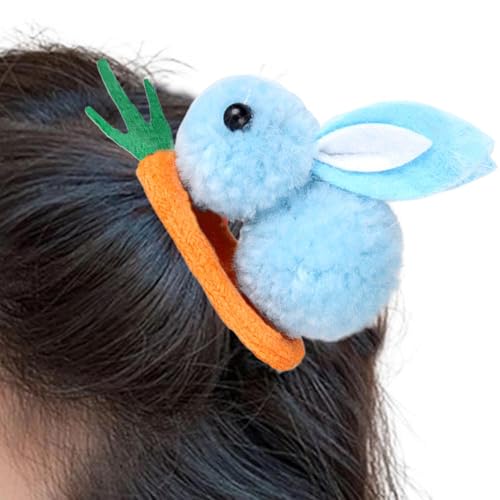 ヘア用バニークリップ、バニーぬいぐるみヘアクリップ,ウサギのヘアクリップとニンジンのヘアピン | かわいいぬいぐるみバニーヘアクリップ弾性ぬいぐるみ動物バニーヘアアクセサリー女性女の子用