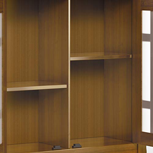 Simplihome AXCBED-03LGB Bedford Solid Wood 32 Inch Wide Transitional Low Storage Media Cabinet In Light Golden Brown, With 2 Tempered Glass Doors thumb #6