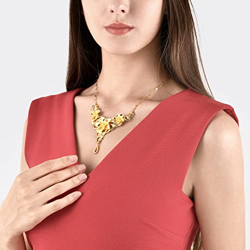 Chow Sang Sang Chinese Wedding Collection 999.9 24K Solid Gold Price-By-Weight 24.7G Gold Floral Blooming Necklace For Women And Wedding Occasions 90418N | 18.5", (47 Cm) #TOP2