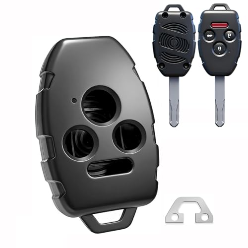 for Honda Key Fob Cover Shell Replacements - Accord 2003-2012 Civic EX 2006-2013 Pilot 2009-2015 CR-V 2005-2006 - Premium Durable Scratch-Resistant Cutting NOT Required (Black 4 Button)