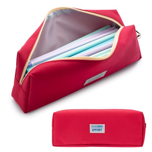 Case, Large Capacity Pencil Pouch Multi-use Pencil Case Organizer, Portable Pencil Bags Nylon With Zipper For Makeup Brush Teen Boys Girls Office School (red)
