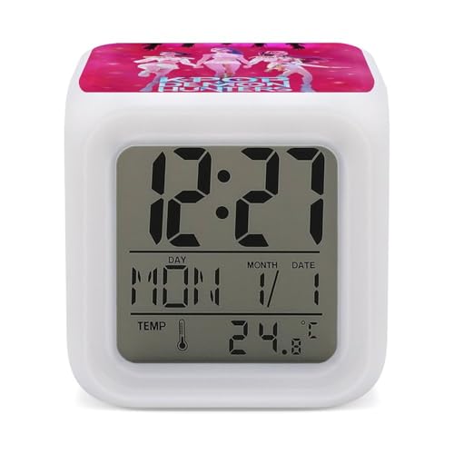 K-POP ガールズ!デーモン・ハンターズ 光る時計 温度カレンダー表示 コンパ 置き時計 デジタル時計多機能 置き時計