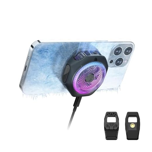 Black Shark Magnetic Cell Phone Cooler 4Pro, Portable RGB Cooling Fan, Cellphone Radiator with Removable Grip, App-Controlled Smart Temperature Control for iPhone MagSafe Series/Android/Tablet/iPad