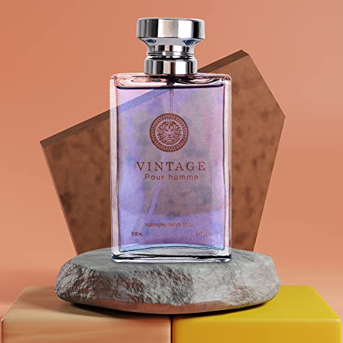 Novoglow Vintage Pour Homme For Men - 3.4 Fl Oz Eau De Parfum Spray For Men - Long Lasting Citrusy Floral & Masculine Fragrance Smell Fresh All Day Long For Men For All Occasions (B) #TOP7