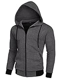 COOFANDY Men's Long Sleeve Slim Fit Lightweight Zip-up Hoodie With Kanga Pocket