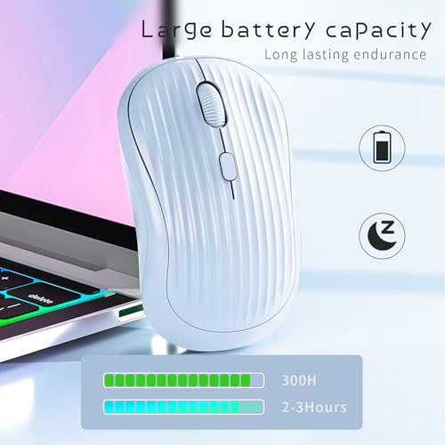 Image of ONE-UP Wireless Mouse, 2.4G + BT, Rechargeable Battery, 4-Key, DPI: 800 /1200 /1600, Silent, Type-C, USB Nano Receiver, Ergonomic, Portable, for Laptop, Chromebook, PC, Mac, Windows (Blue)