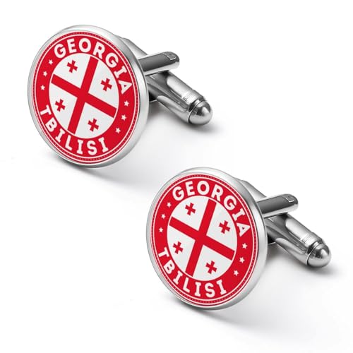 Georgia Tbilisi Flag Cufflinks Cuff Links for Men, Shirt Buttons Cuff Links Set Accessories 1.7cm