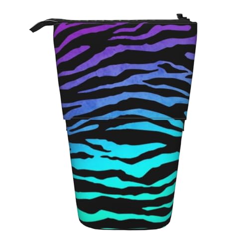 Astuccio multiuso telescopico con stampa a zebrate mimetico taglia unica Taglia righe verde blu viola nero