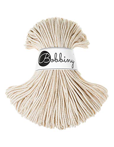 Bobbiny – Cordon macramé 3 mm, 100 m, doré naturel
