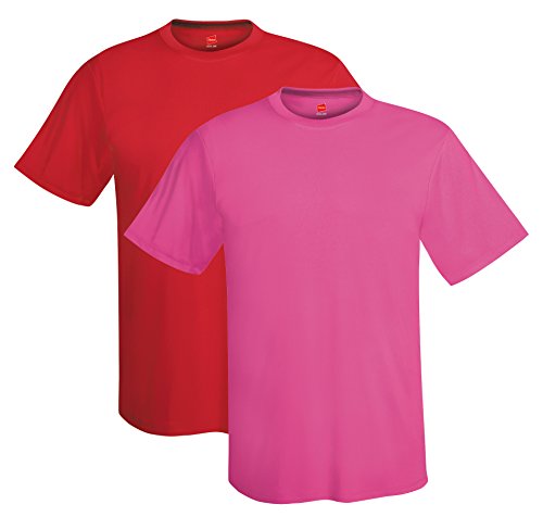 Hanes Men's Short Sleeve Cool DRI T-Shirt UPF 50+, RE/6A, Medium (Pack of 2)