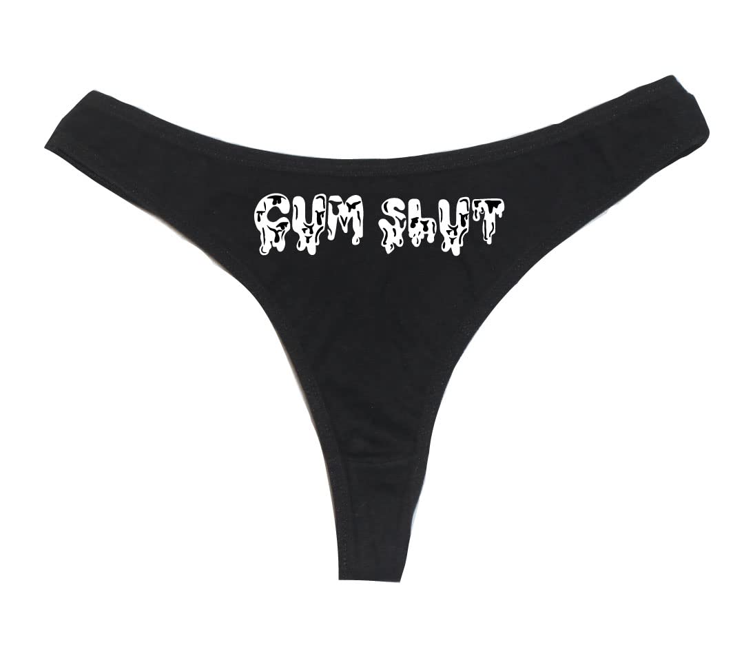 Dirty Girl Undies The Cum Women's High Rise Sexy Thong, Dirty Undies! Black, Black, L-XL